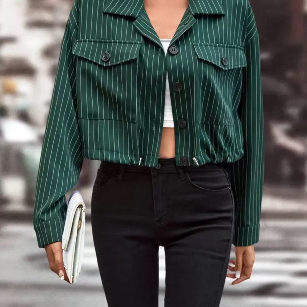 Green Striped Women's Jacket